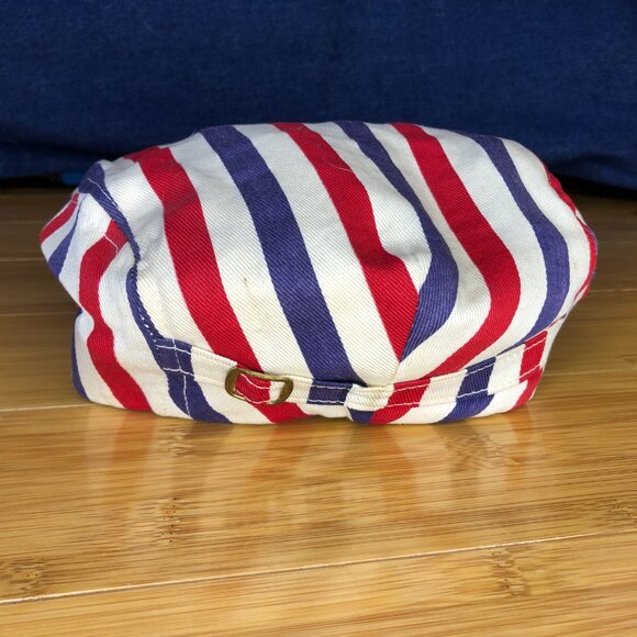 Vintage Newsboy Red White Blue Cap USA America France Retro Newsy sz 7 Hat - Picture 5 of 7